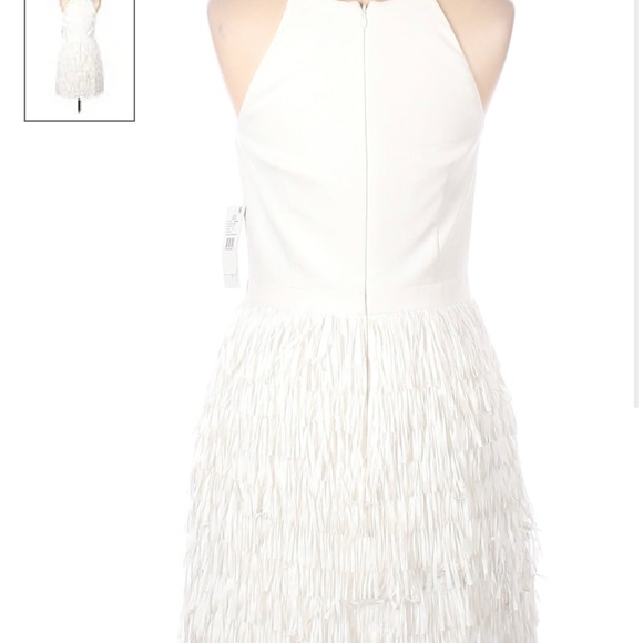 BHLDN Aidan by Aidan Mattox Crepe Halter Fringe Dress. Size 2. Color ivory. - Picture 3 of 6